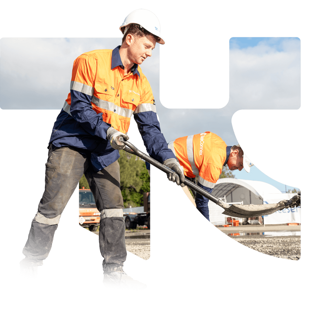 General Labourers on hire from Tradeconnex Labour Hire on site with shovels