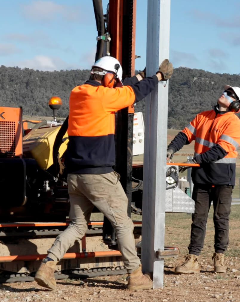 Workers aligning steel beams on hire from Tradeconnex labour hire